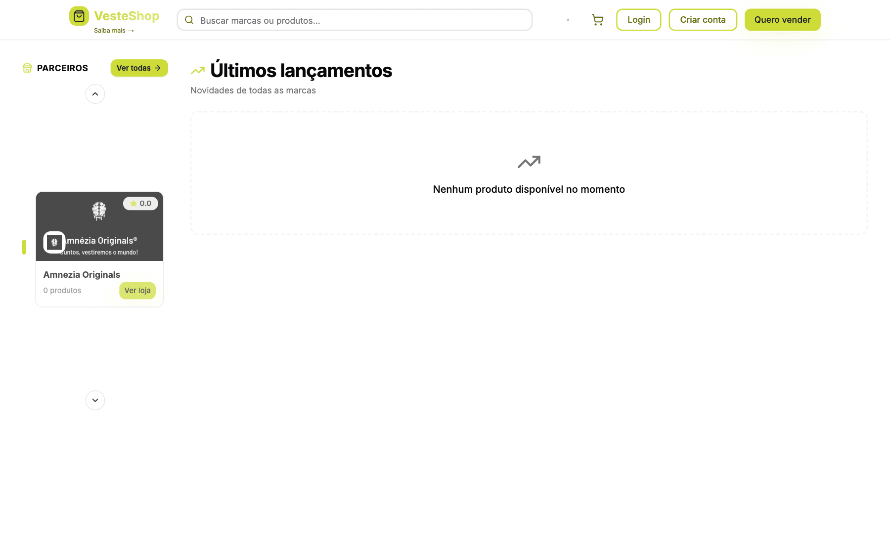 Tela real do marketplace VesteShop